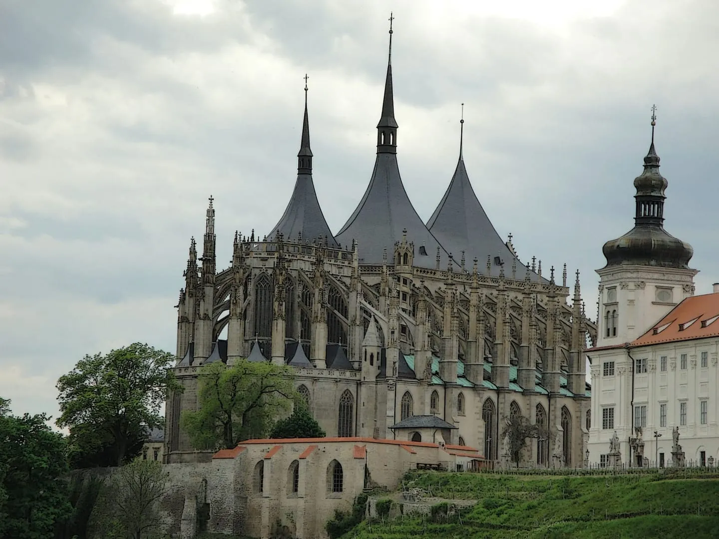 The Gothic St. Barbara’s Church in Kutná Hora with its three tent-shaped spires and flying buttresses