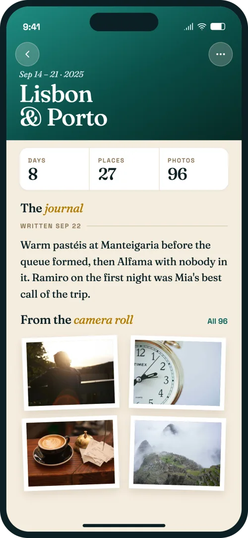 Trip journal for a Lisbon and Porto trip with photos