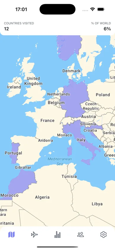 Travel Buddy interactive world map